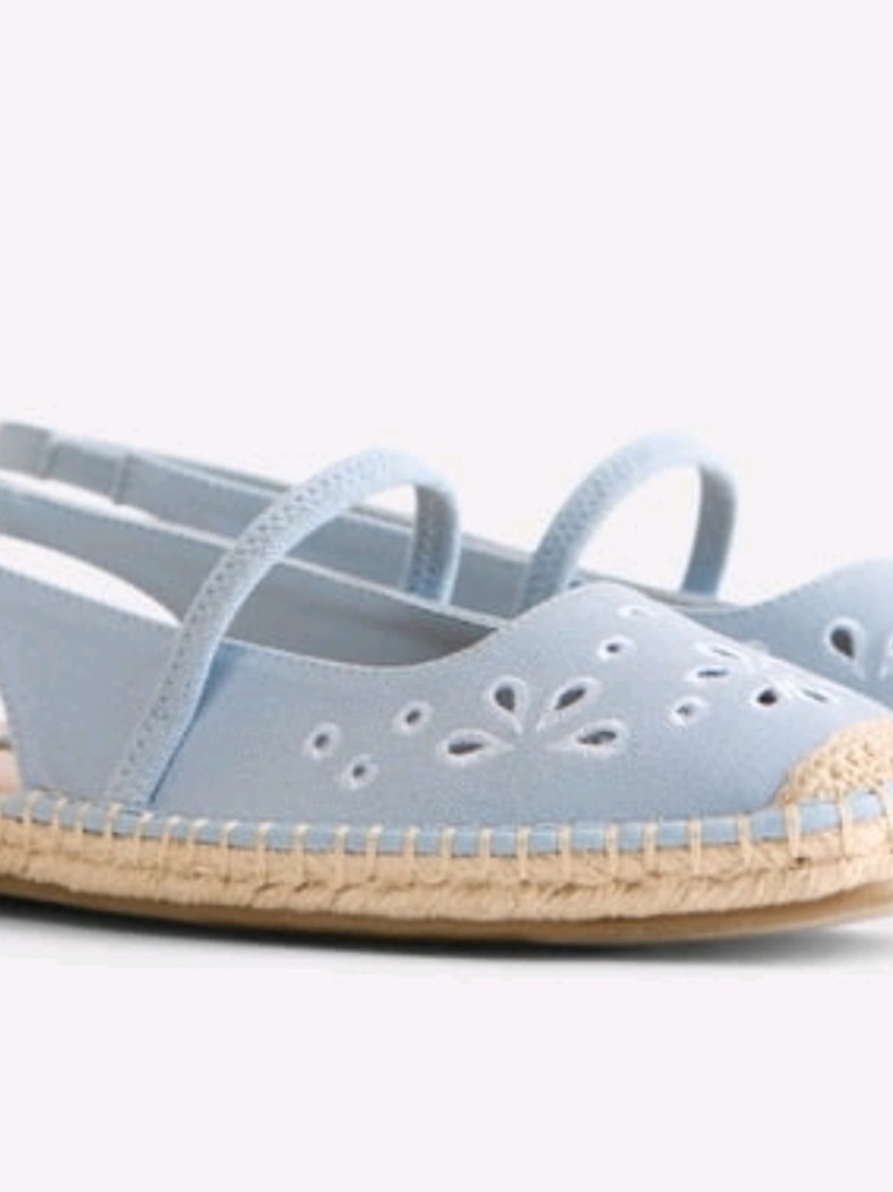 NWT Time and Tru Women Blue Eyelet Espadrille Slingback Flat Shoes Size 6 6.5 8.